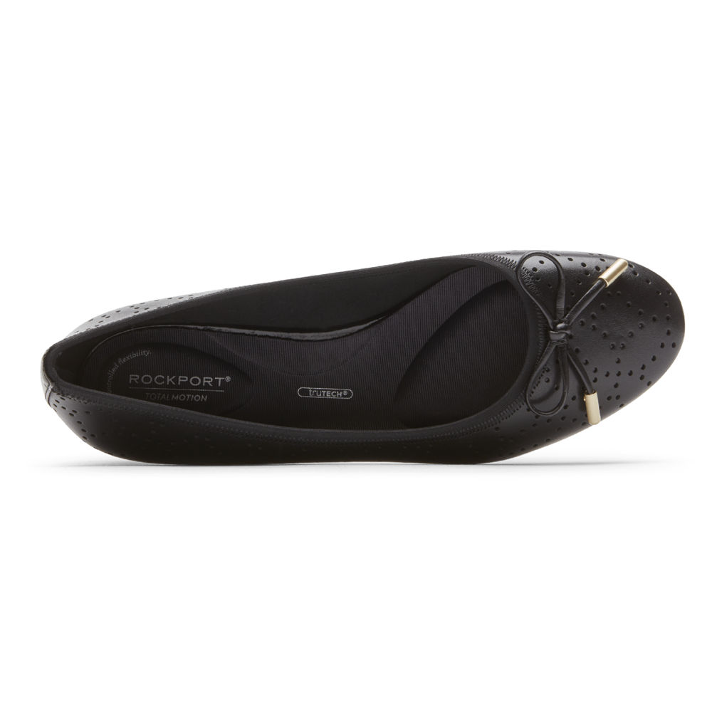 Rockport Womens Total Motion Shea Perforated Bow - Flats Black - KXT243057